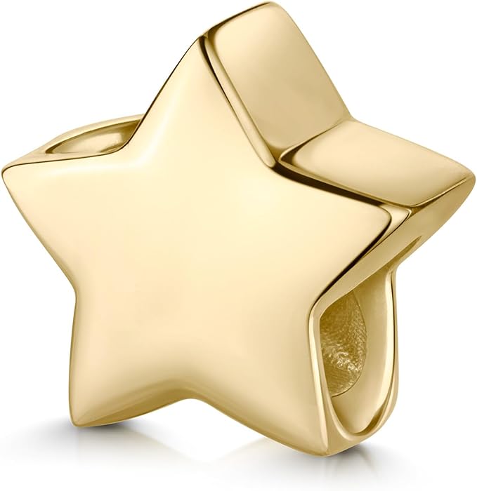 MATERIA by Matthias Wagner Gold Charm Bead Stern aus 585 Gelbgold – Eleganter Echtgold-Anhänger für stilvolle Armbänder und Ketten