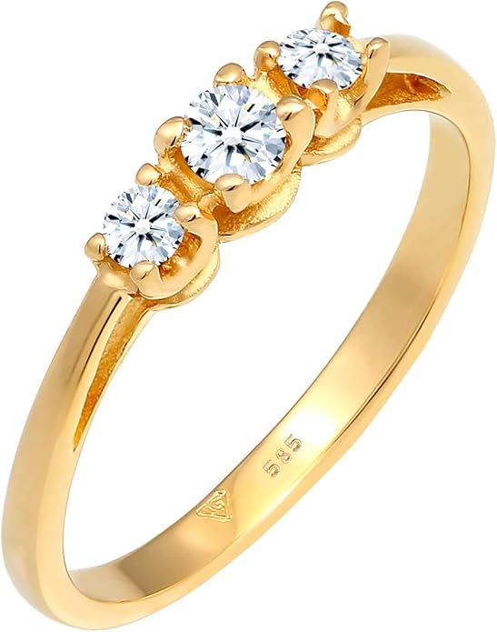 Elli DIAMONDS Damen Verlobungsring Edel Trio mit Diamant (0,22 ct.) aus 585 Gelbgold – Ausführliche & Seriöse Produktbewertung